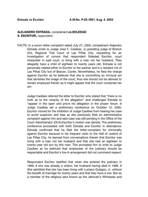 Case Digest: Estrada v. Escritor .